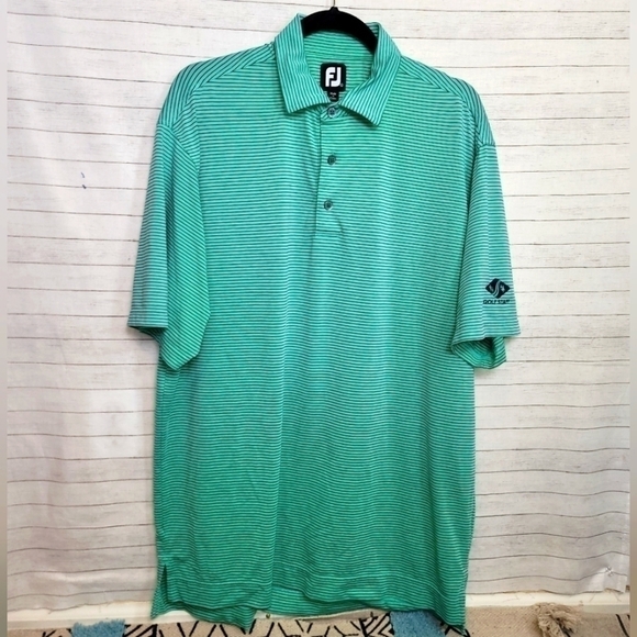 FOOTJOY AQUA GREEN STRIPED POLO, SZ LARGE - Picture 1 of 9